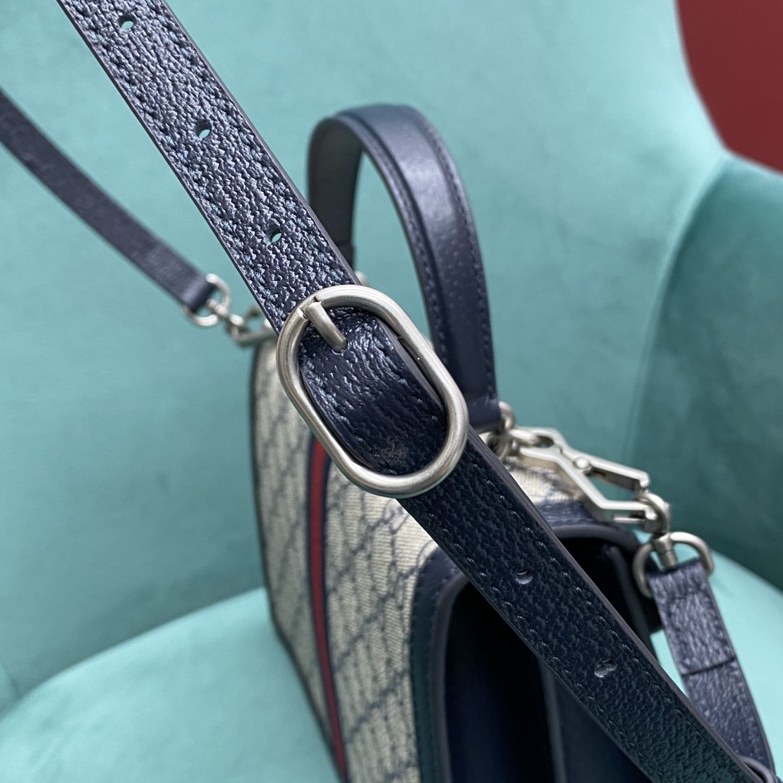 【P1430】古奇新款女包 Gucci热门款深蓝色皮Ophidia系列手提包