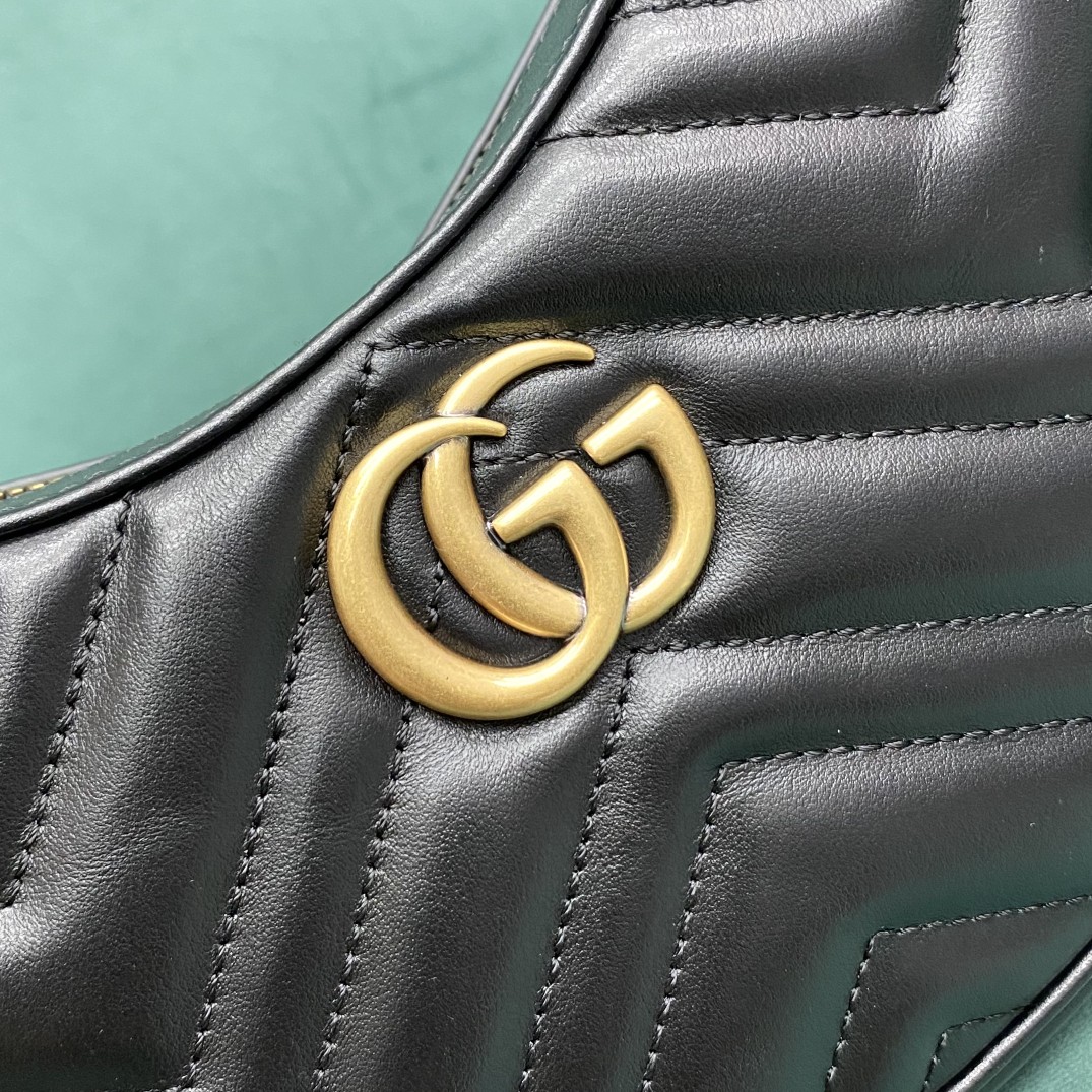 【P1170】Gucci Marmont系列新款 古驰黑色全皮链条单肩腋下包