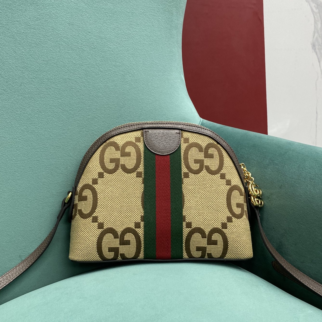 【P980】Gucci Ophidia系列贝壳包 古奇新色棕色提花布单肩斜挎包