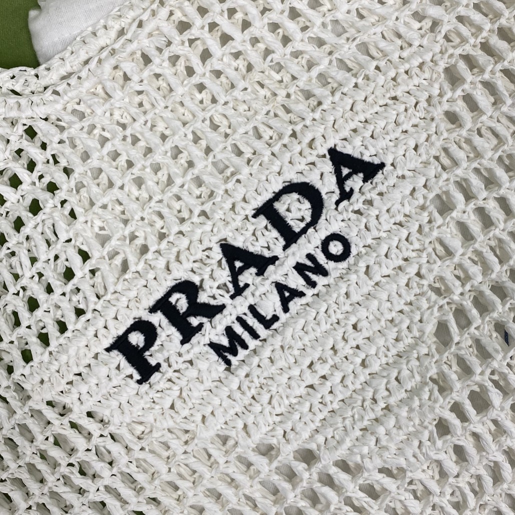 【P570】Prada包包价格 普拉达新款1BG424白色日本纸材质编织镂空包