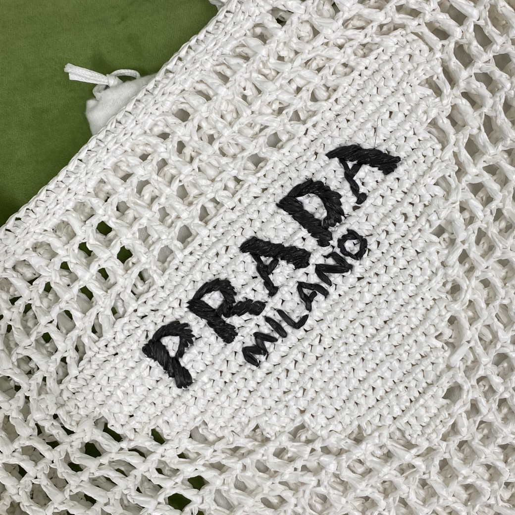 【P570】一件代发 Prada普拉达1BG393白色方形镂空编织包旅行袋单肩包