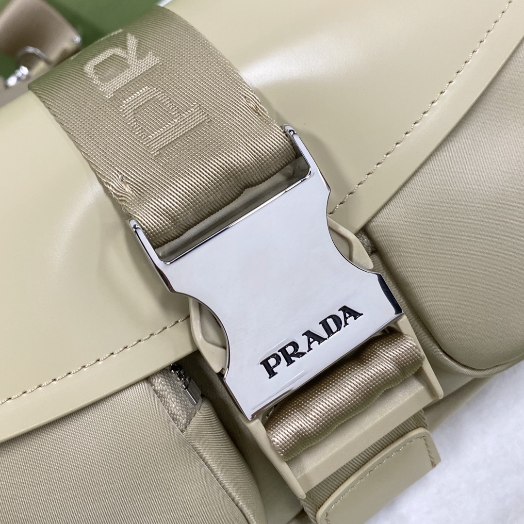 【P1320】普拉达女包货源 Prada新款尼龙配皮Pocket系列斜挎包23CM