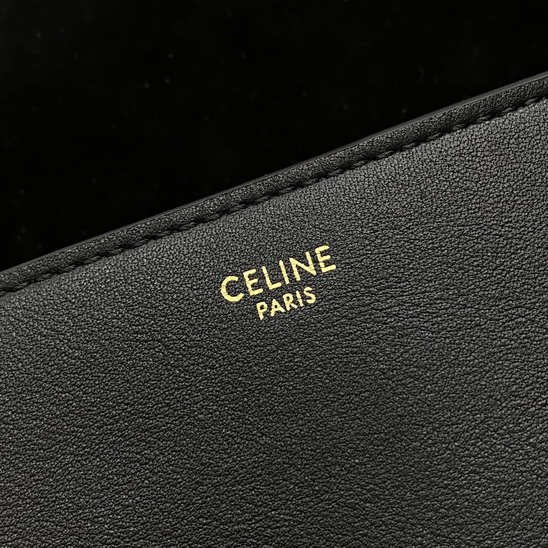 【P1170】Celine包包官网 思琳2022新款198263黑色全皮立体凯旋门马鞍包