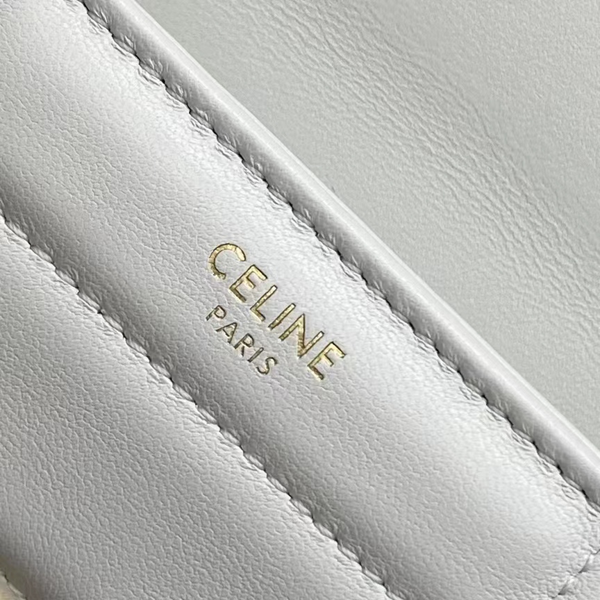 【P1650】思琳女包批发 Celine新款羊皮格纹链条单肩腋下包 111723白色