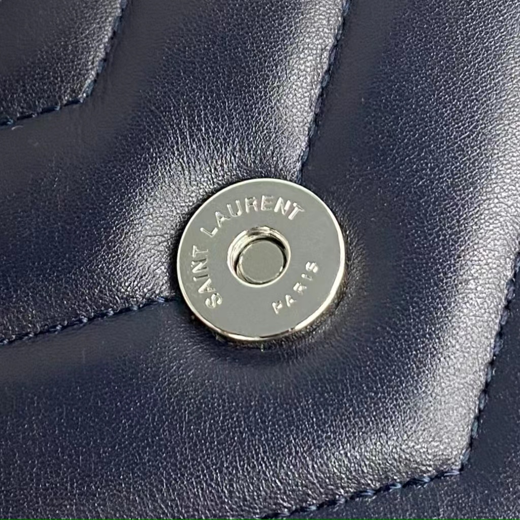 【P1500】YSL包包价格 圣罗兰Y字纹设计大号LOULOU单肩斜挎包 459749蓝色银扣