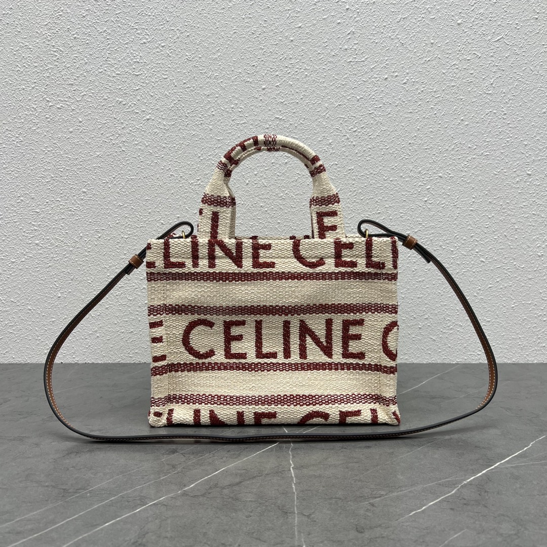 【P1020】赛琳包包批发 Celine2022新款大间隙条纹红色字母麻布手提托特包199162