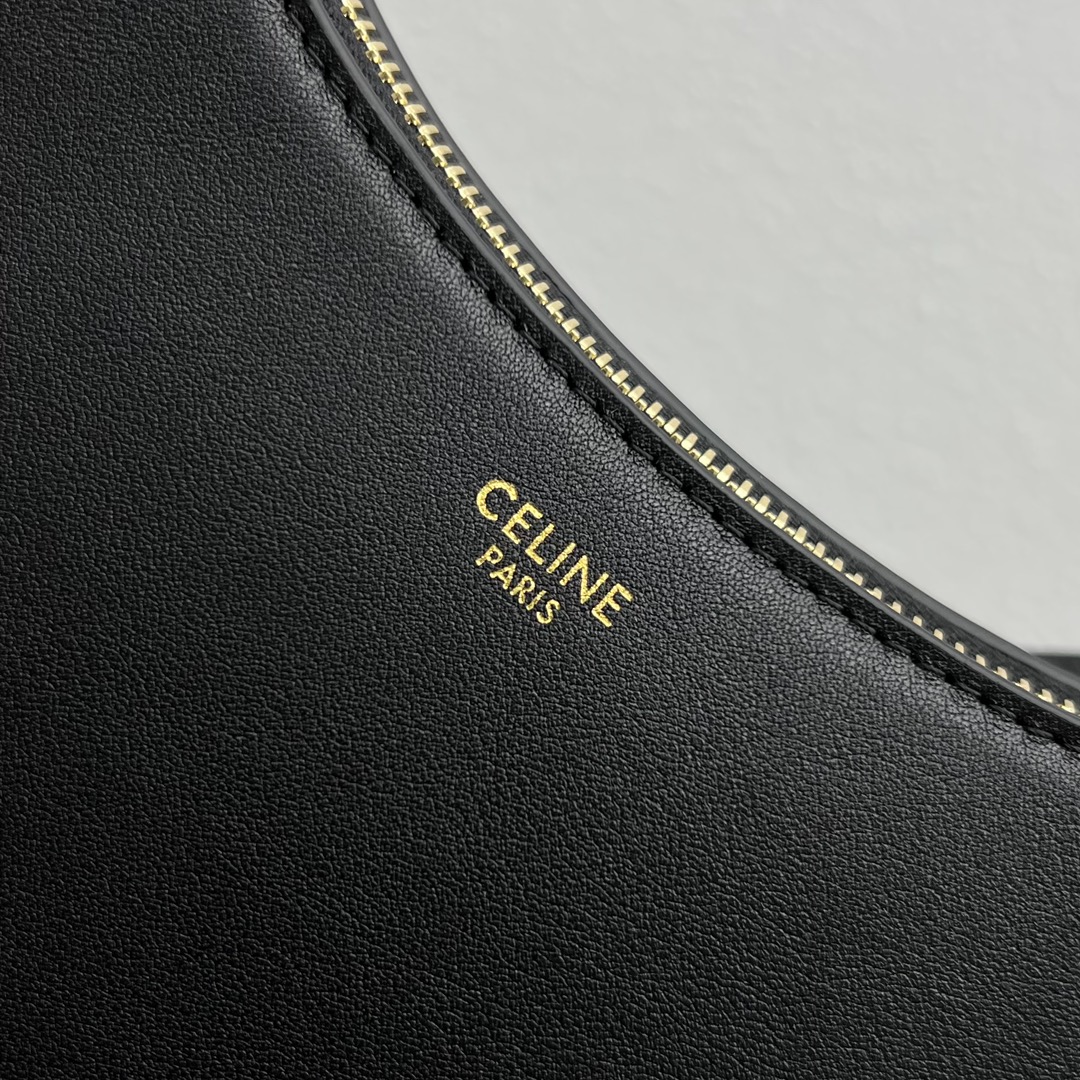 【P1470】赛琳包包货源 Celine AVA STRAP手袋 196923黑色牛皮月型包腋下女包