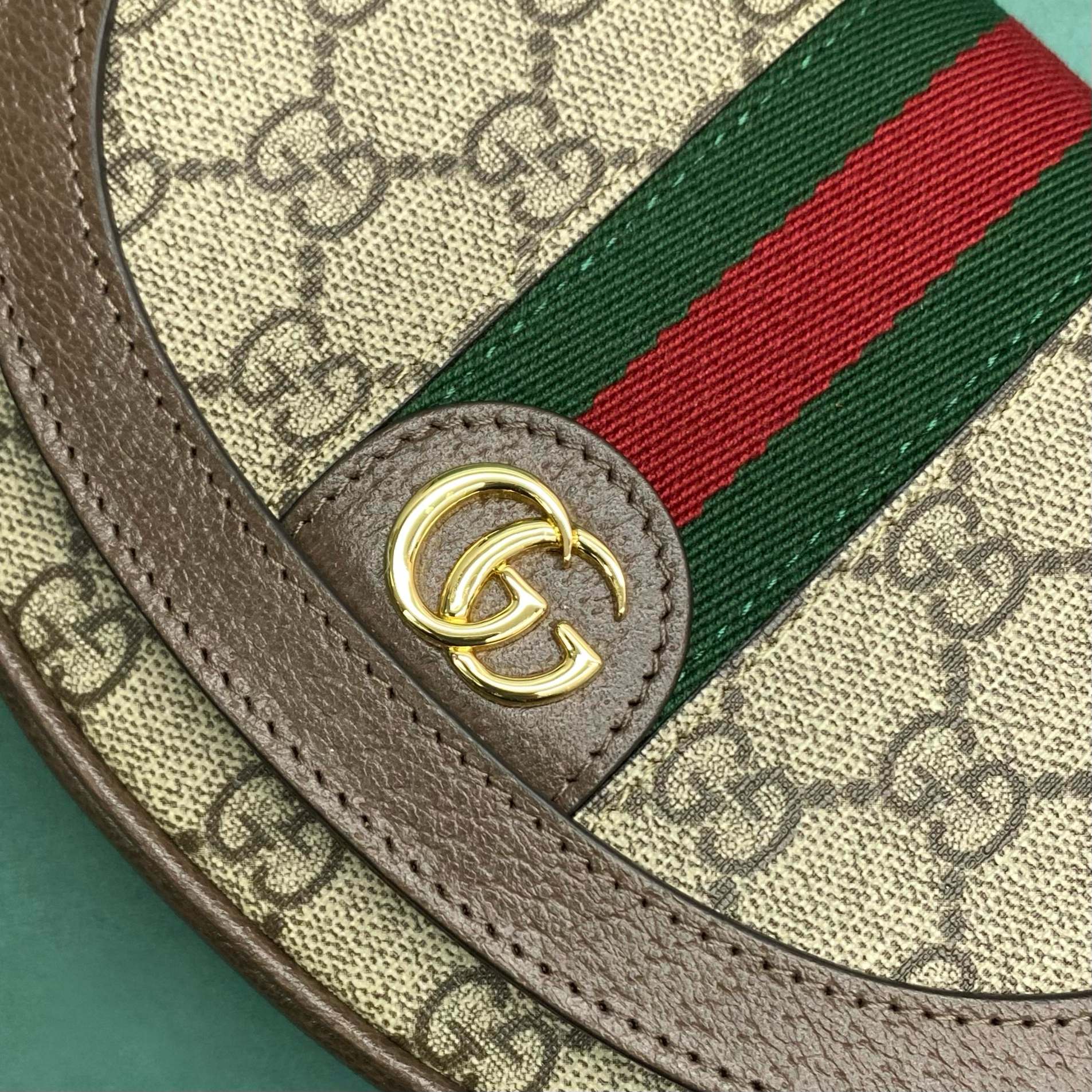 【P980】Gucci Ophidia系列月牙包 古驰红绿织带经典老花帆布配皮斜挎包757309