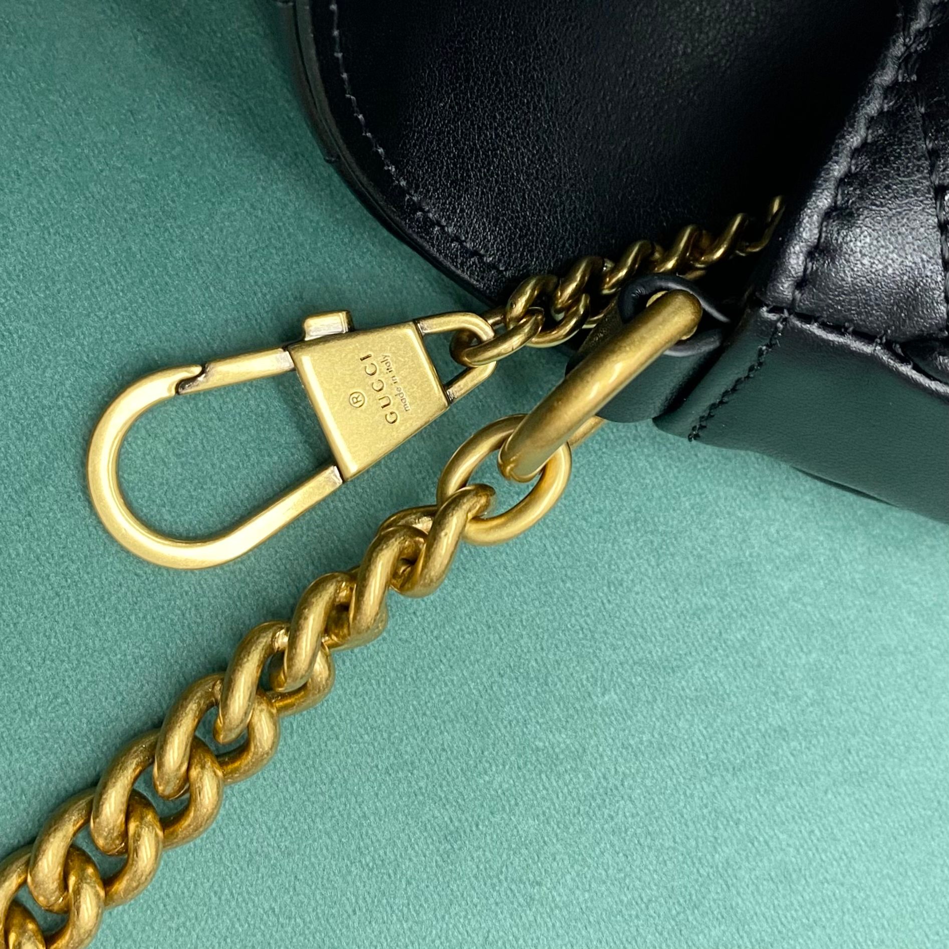 【P1280】Gucci包包价格 古奇746431黑色绗缝羊皮Marmont系列斜挎半月包