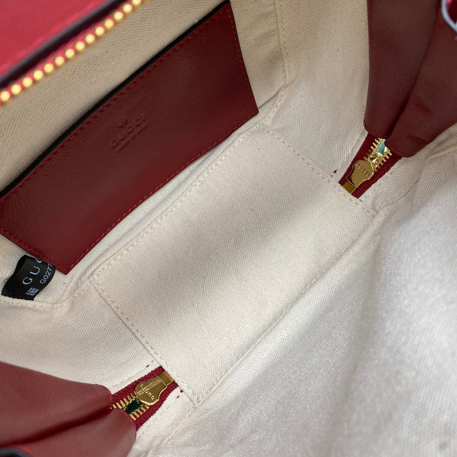 【P1320】Gucci Blondie系列小方包 古驰744434酒红色立体浮雕双G手提包