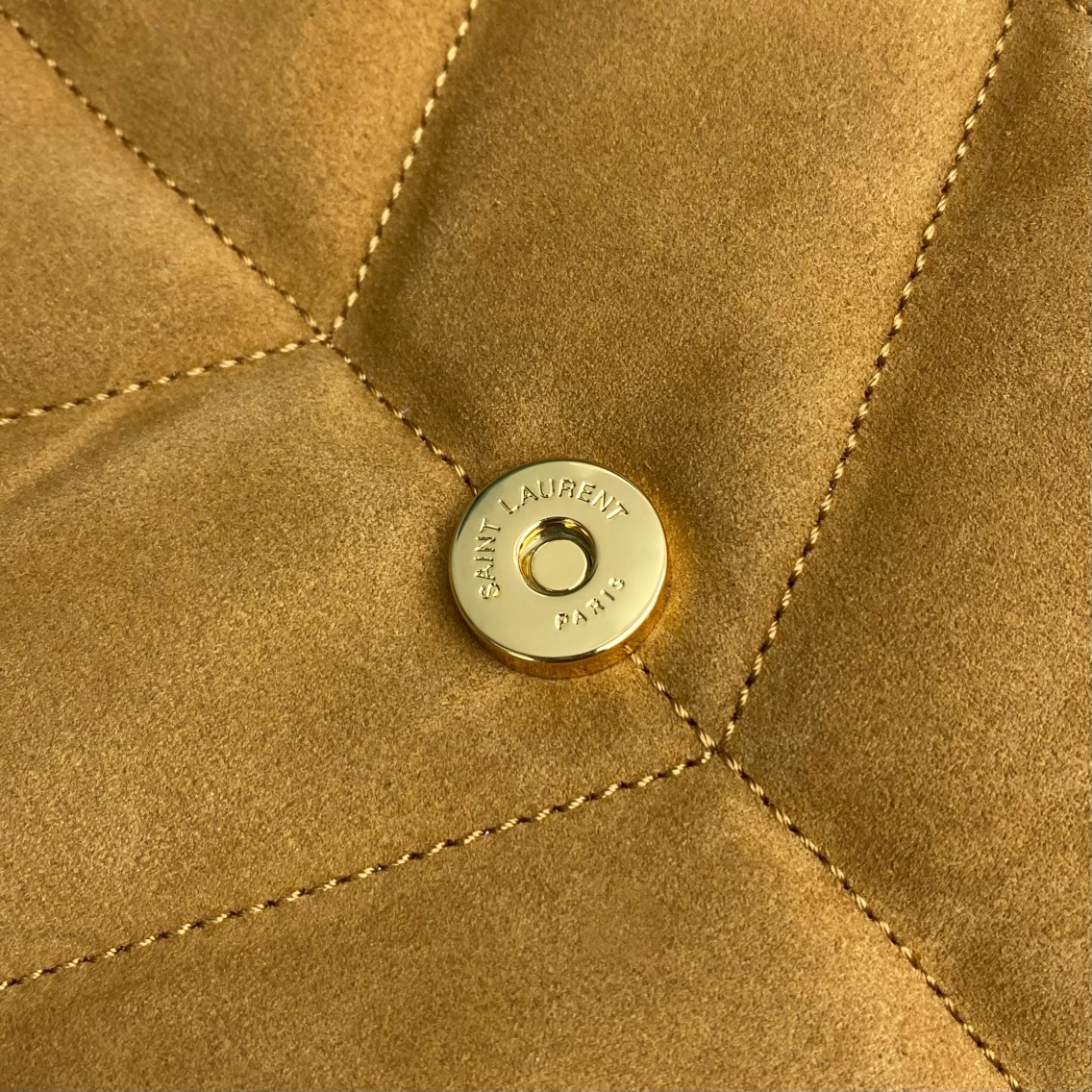【1500】YSL LOULOU PUFFER 圣罗兰棕色磨砂皮绗缝太空包链条包